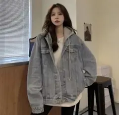 XLデニムジャケット メンズ　レディース　Gジャン フード付き オーバーサイズ