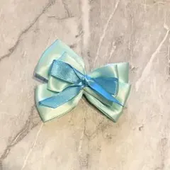 水色リボン型ヘアクリップ