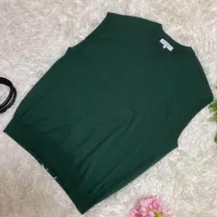 極美品　アデイインザライフ　ベスト　グリーン　アクリル　コットン　メンズ　S