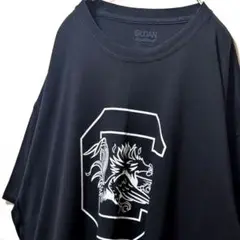 ギルダン サウスカロライナカレッジ デカロゴ Tシャツ ブラック黒2XL古着