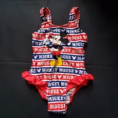 新品、女児、ミッキー柄の水着　レッド