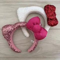 USJ ユニバ　ハローキティ　カチューシャ　白ピンクセット