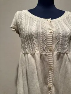 良品✨バーバリーブルーレーベル ケーブルニット　ロングカーディガン　半袖