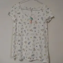 ジェラートピケ　動物柄プリント ホワイト Tシャツ