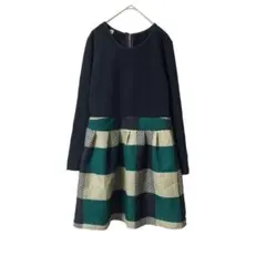 ヴィンテージ ワンピース 切り替え チェック パール Aライン【F】レトロ