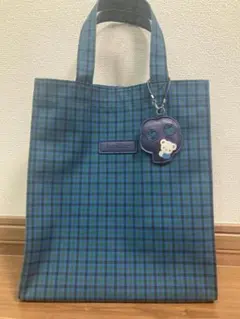 24時間以内発送 ファミリア familiar 青チェック 小 トートバッグ
