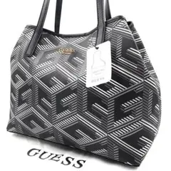 未使用保管品 GUESS 213 ゲス トートバッグ PVC レザー 肩掛け 黒