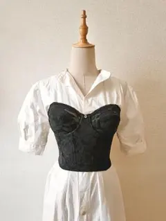 USA製 ヴィンテージコルセット ビスチェ 黒 レース ランジェリー 34Cのサムネイル