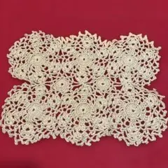 コットン製花模様レース編みマット