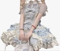 lillillyバックリボン デニムフリルスカート ゴスロリ - メルカリ