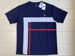 新品 FILAフィラ メンズL アシンメトリーライン紺のゲームシャツ