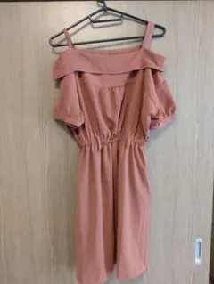 Majestic Legonオフショルダー テラコッタ ひざ丈ワンピース