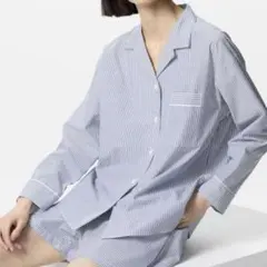 パジャマ長袖　ショートパンツ付　上下セット　ボーダー　ユニクロのサムネイル