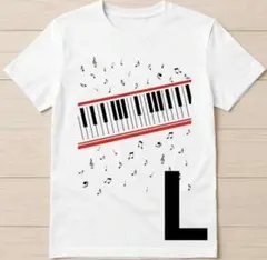 新品サイズ(L）ピアノ鍵盤と音符柄 Tシャツマイケルジャクソン綿100%男女兼用のサムネイル