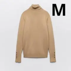 【Mサイズ】ZARA ベージュ タートルネックニット