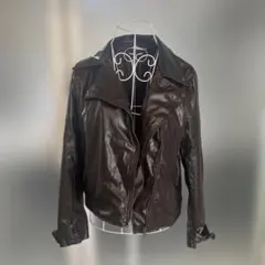 ダークブラウン レザーライダースジャケット