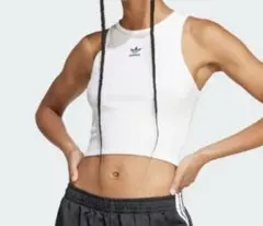 新品 adidas リブタンクトップ ホワイトL アディダス