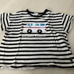 ストライプ柄Tシャツ 100cm 救急車・消防車