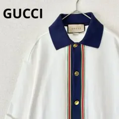 【美品】　GUCCI グッチ　イタリアライン　ポロシャツ　M 半袖　GG立体刺繍のサムネイル