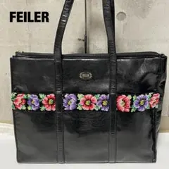 フェイラー トートバッグ 花柄 A4収納 レザー シュニール y2k ブラック