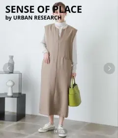 SENSE OF PLACE／スキッパージャンパースカート ワンピース ベージュ