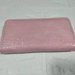 ピンク エナメル クロコダイル風 長財布