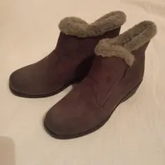 グレー ファスナー付き ムートンブーツ