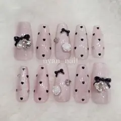 ネイルチップ マグネットネイル ドットネイル フレンチガーリー リボン きらきら