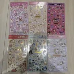 平面シール サンリオ ダイソー 箔押し ステッカー 6枚セット