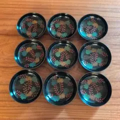 漆器皿　銘々皿　菓子皿　金彩　蒔絵　9枚