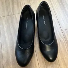 アシックスLadyworker黒パンプス23.0cm 3E 5cmヒール 入学式