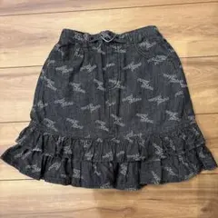 mezzo piano ブラックデニム生地フリルスカート140