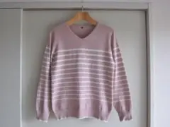 綺麗め CLOSSHI しまむら 長袖 セーター ストライプ　ピンク サイズM