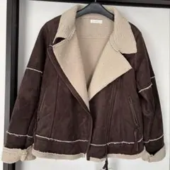 ブラウン ムートン風ショートジャケット
