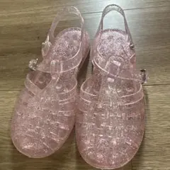 ラメ入りキラキラピンクメッシュサンダル18cm