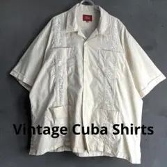 Maximos キューバシャツ 4XL 開襟　古着　ベージュ　刺繍　ヴィンテージのサムネイル