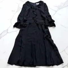 近年 YUKI TORII シフォン フリル ワンピース L 黒 ユキトリイのサムネイル