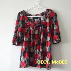 CECIL McBEE★レトロな形＆柄　クルーネック　ドット柄トップス