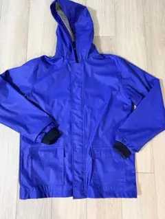 青 フード付きジャケット