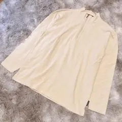 15 U.P renoma ハーフジップ 長袖カットソー ベージュ メンズ Lのサムネイル