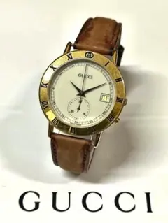 GUCCI 3800M メンズ 腕時計 スモセコ デイト ゴールド QZ 現状品のサムネイル