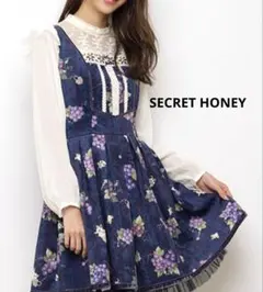 【美品】シークレットハニー　ぶどう　ノースリーブひざ丈ワンピース　チュール