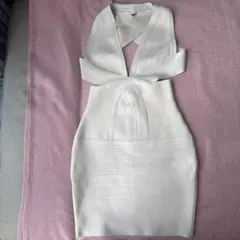 ストライプボディコンドレス　ライトグレー Elegance Bandage