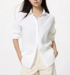 UNIQLO ユニクロ　プレミアムリネン ホワイトシャツ L タグ付き新品未使用