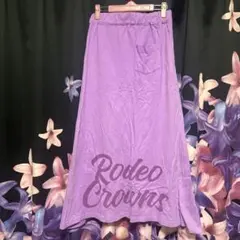 ロデオクラウンズ バックロゴ入り パープル ロングスカート ヴィンテージライク