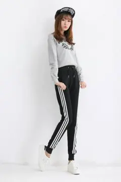 大人気！レディースラインパンツ 韓国ファッション オルチャン系にも