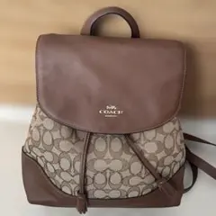 美品 COACH リュック クリオ カラーブロック シボ革 バックパック