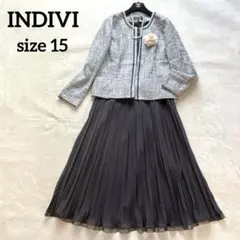 美品✨INDIVI 希少 大きいサイズ ママスーツ ツイードセットアップ　卒業式