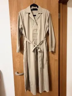 長袖 ロングシャツワンピース ベージュ