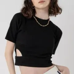 Adoon plain ウエストカットトップス ブラックのサムネイル